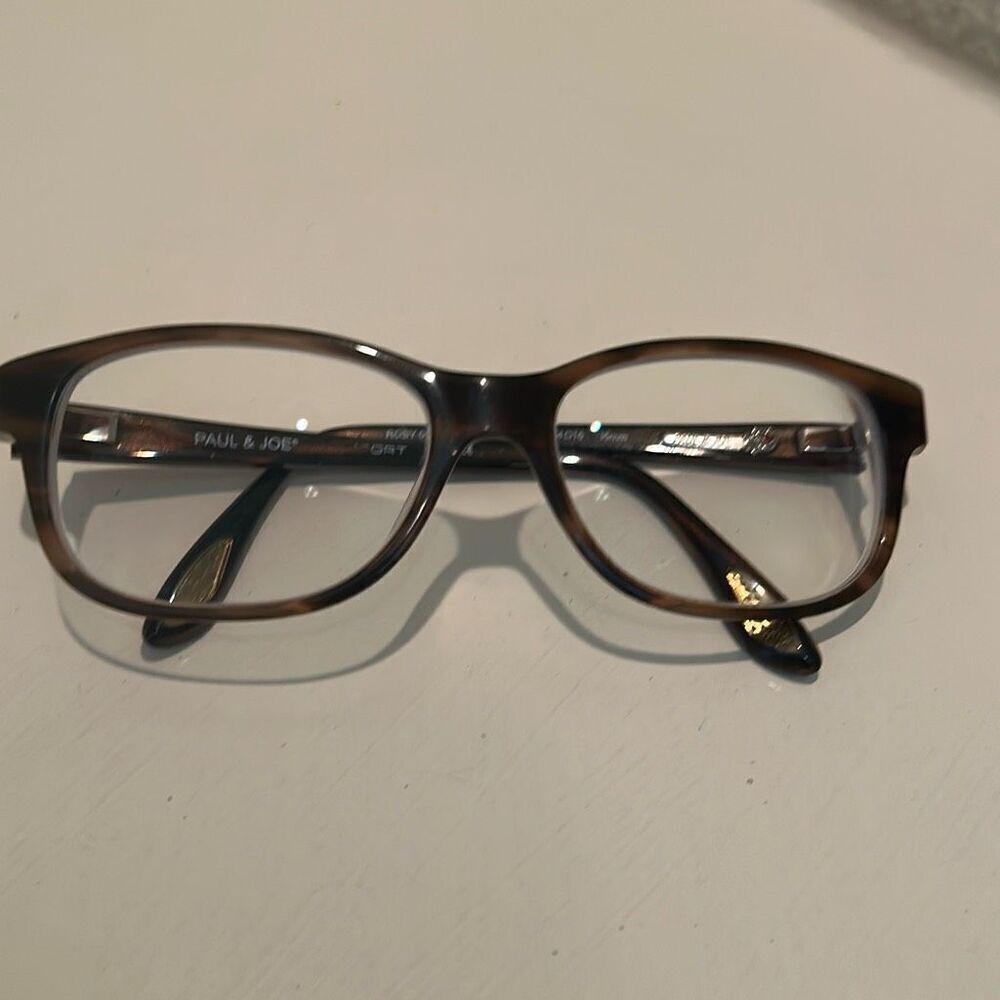 Paul & Joe Tortoise Shell Pattern Eyeglass Frames Brown Oval Everyday Academia